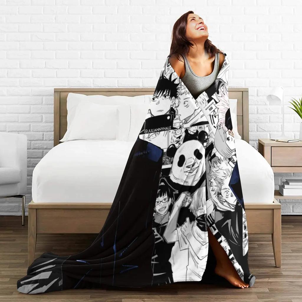 Anime Jujutsu Kaisen All Season Fleece Blanket Throw Ultra Soft Flannel Blanket Digital Printed Premium Fluffy Microfiber Fleece