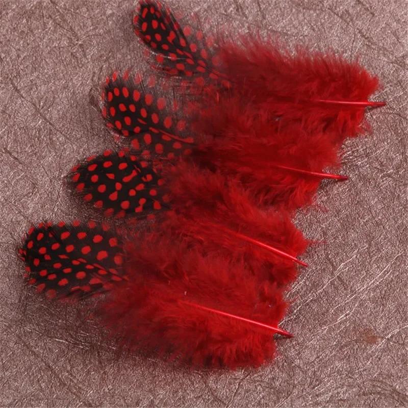 100Pcs Polka Dot Guinea Hen Plumage Feathers for Crafts Pearl Spotted Pheasant Feather for Jewelry Making Hats Carnaval Plumas