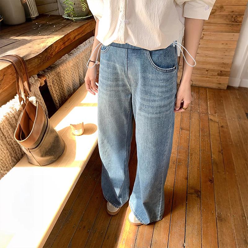 Maternity High Waist Flare Denim Pants - Casual Wide Leg, Spring/Summer 2026 Large