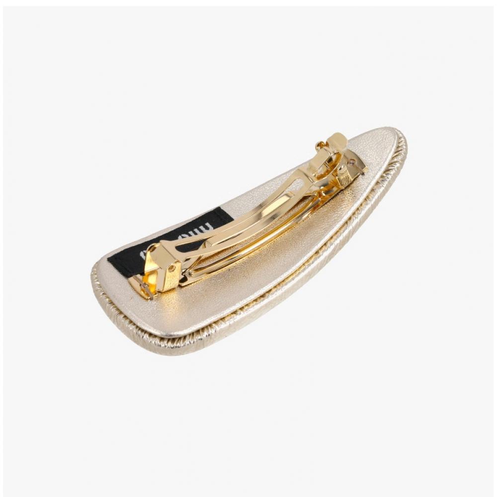 Miu Miu 5if092 2ct4 F0846 Logo Nappa Leather Hair Clip