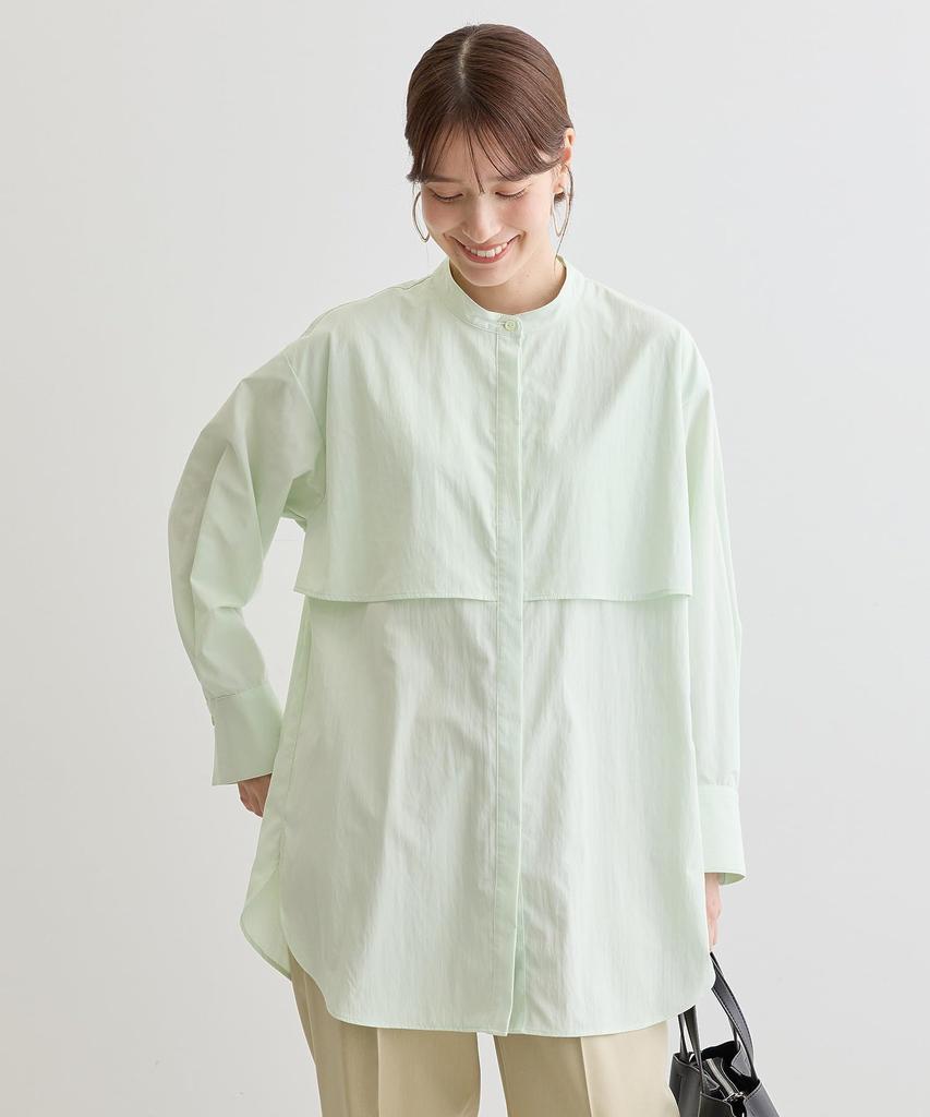 Verdeckte Knopfleiste Passe Tunika für lindgrün [Green Parks] Lässig, pflegeleicht Damen,