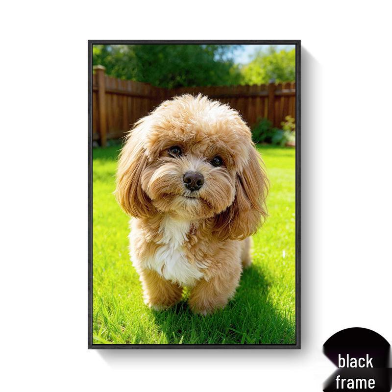 Custom Decorative Cute Dog Teddy Frameless Wall Painting for Living Room or Bedroom