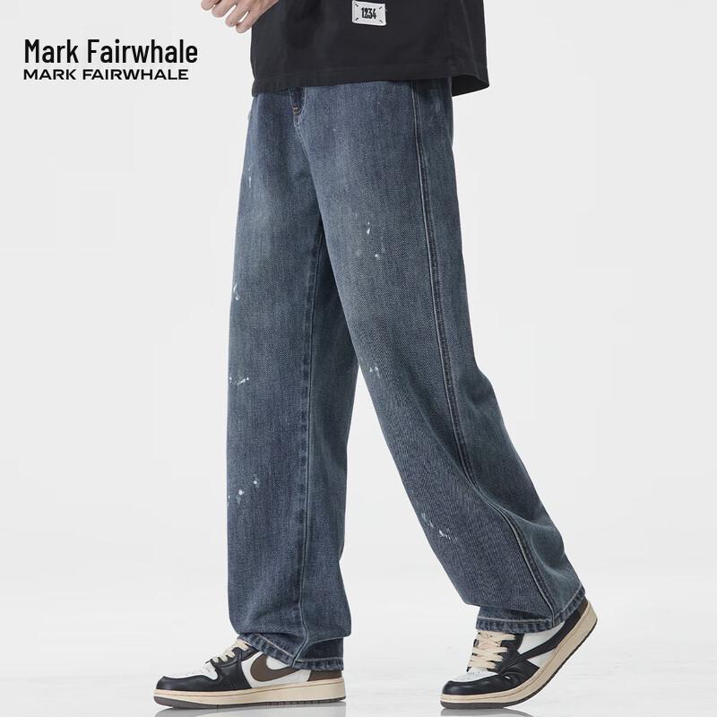 Mark Fairwhale Men's American Style Splatter Paint Loose Fit Jeans