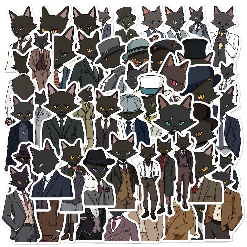 50 Black Cat Cartoon Stickers for Phone, Computer, Journal, Desktop, and DIY Decor