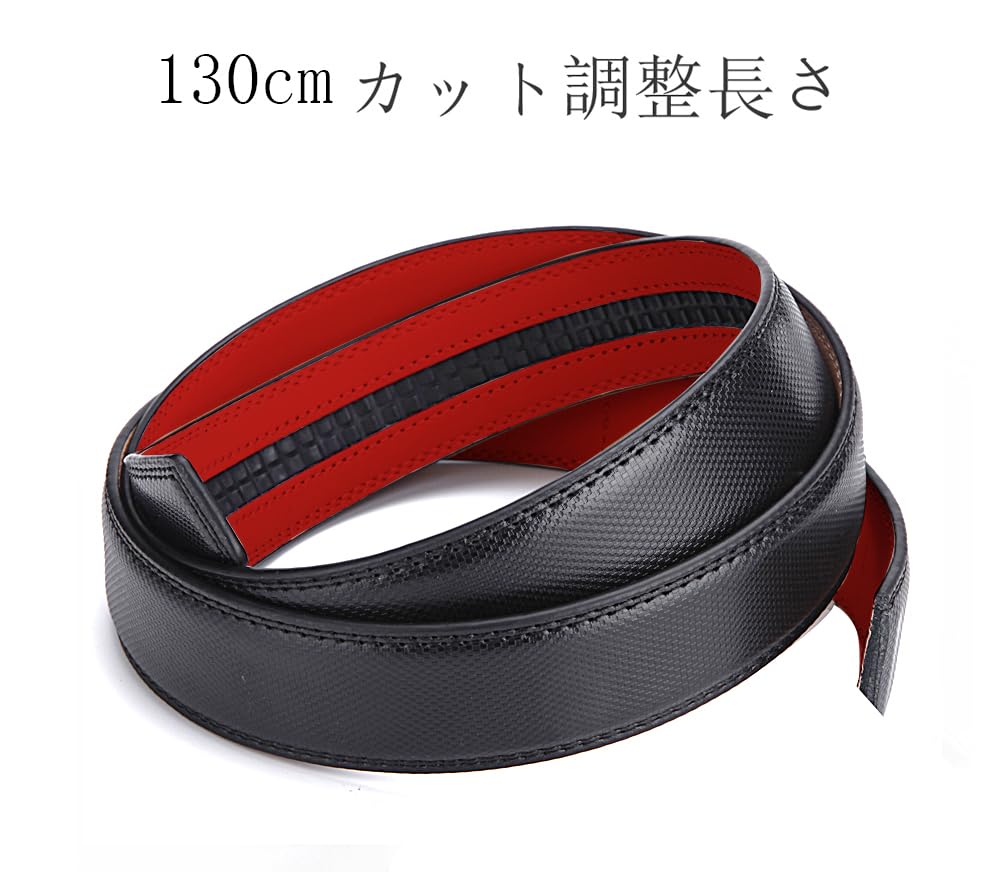 XsFireCow Stylish Black Leather with Black No for Business or Casual 130cm Men's Auto-Lock Belt, Buckle, Holes, Wear, (Black 19)