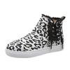 Spring new flat-bottomed thick-soled lace-up casual shoes women's large-size leopard print lace-up women's shoes student board shoes