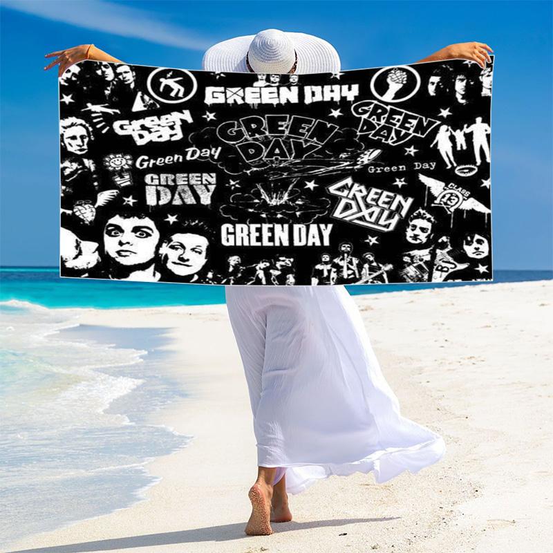 Band Green Day Print Beach Towel, Large Soft Quick Dry Towel for Beach Camping Swimming