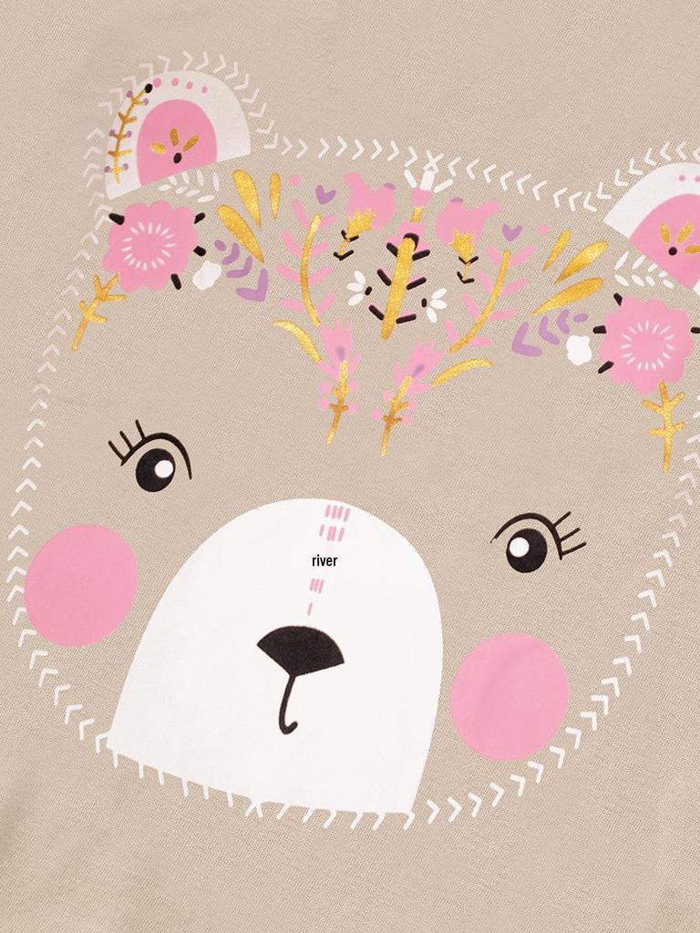 2025 Herbst/Winter Mädchen Strick Langarm Teddybär Cartoon Oberteil