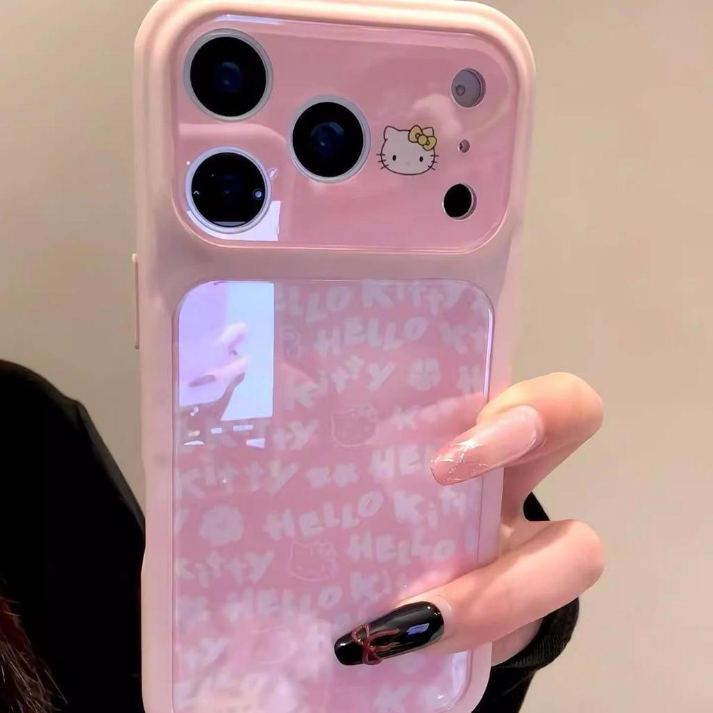 Cartoon KT Cat English Letters Phone Case for iPhone 17 Pro Max/16 Large Window Series