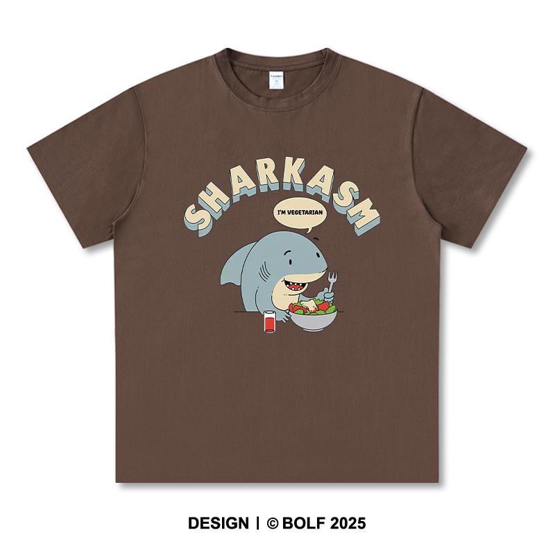 T-shirt imprimé Sharkasm pour homme T-shirts graphiques humoristiques surdimensionnés pour femme Hauts d'été Streetwear Océan