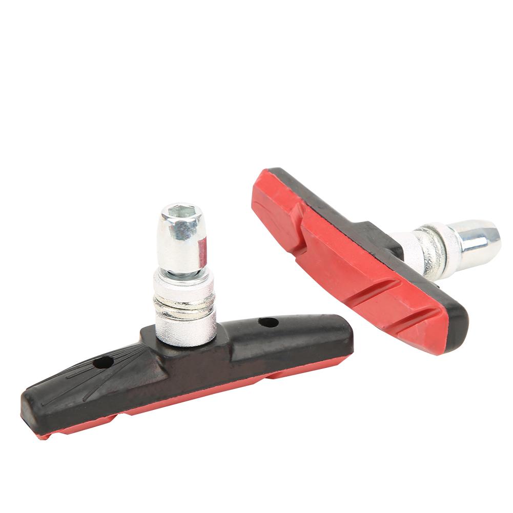 Ett par Blandmaterial Tysta Mountainbike Bromsbelägg Block Skor Cykel CykeltillbehörRöd