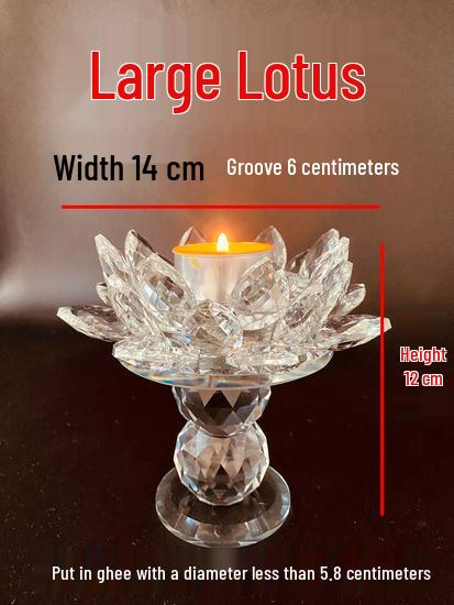 Seven-Color Lotus Crystal Glass Candle Holder for Buddhist Offering Table