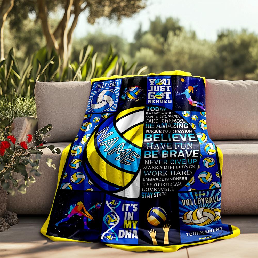 Volleyball Spirit Motivation Encouragement Poster Personalized Outdoor Blanket Customize Your Name Comfortable Texture Suitable For Picnics Outdoor
