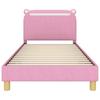 Kids Bed Frame with Headboard Pink 90 X 190 Cm Fabric