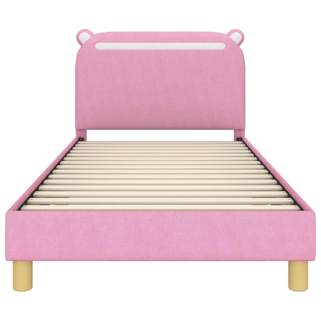 Kids Bed Frame with Headboard Pink 90 X 190 Cm Fabric
