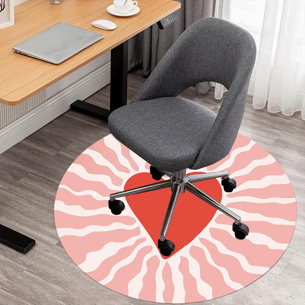 

1pc heart pattern Round Chair mat Area Rug - Non-Slip, Floor Mat for Office, Bedroom, and Indoor Decor c1125640 80cm by 80cm