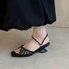 Mode NEU Sommer Damen Sandalen Spaltleder Schuhe für Damen Offene Zehen Knöchelriemchen Schuhe Eckige Zehenpartie Extravaganter Absatz Schmale Riemchen Sandalen