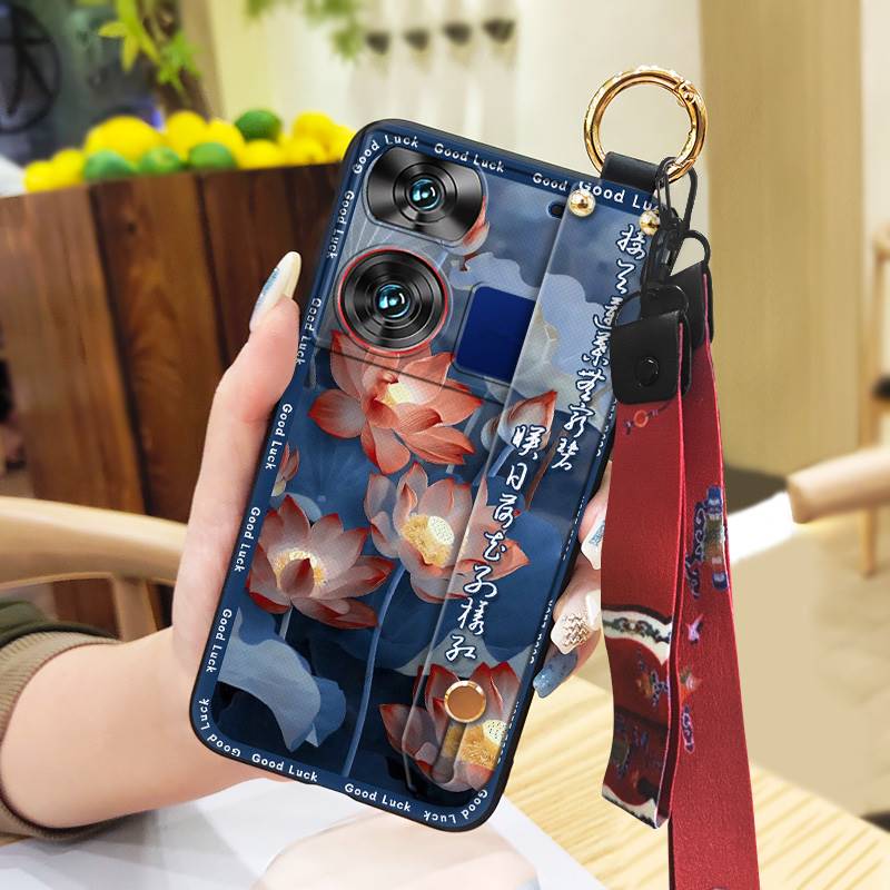 Lanyard Fashion Phone Case For ZTE Nubia Z60 Ultra For Mom Shockproof Protective Anti-knock Kickstand Chinese Style Ring