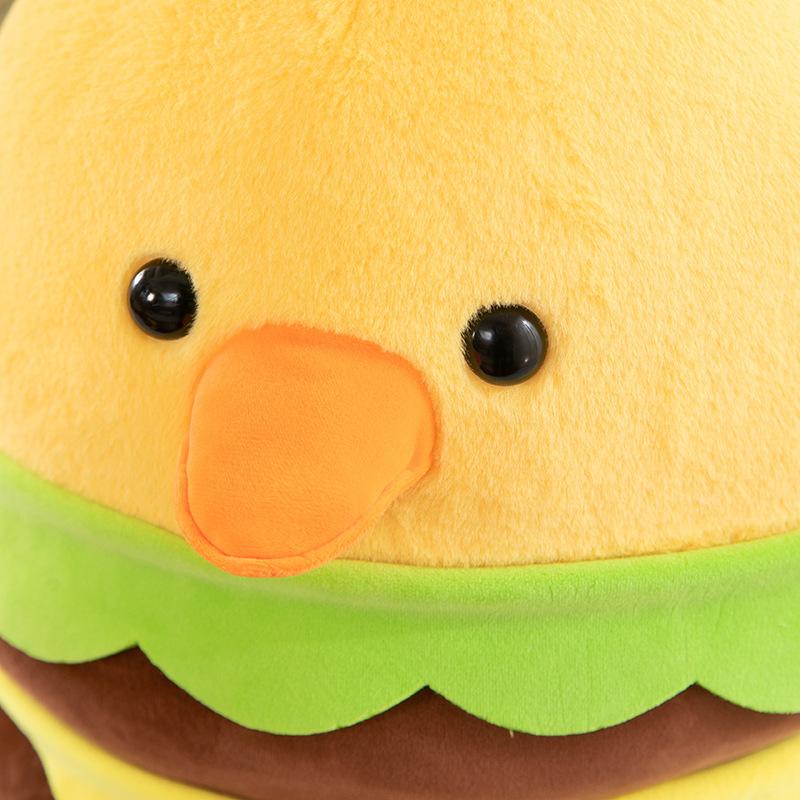 New Creative Burger Chicken Plush Toy Doll Cute Little Yellow Chicken Pillow Birthday Gift Grab Machine Doll