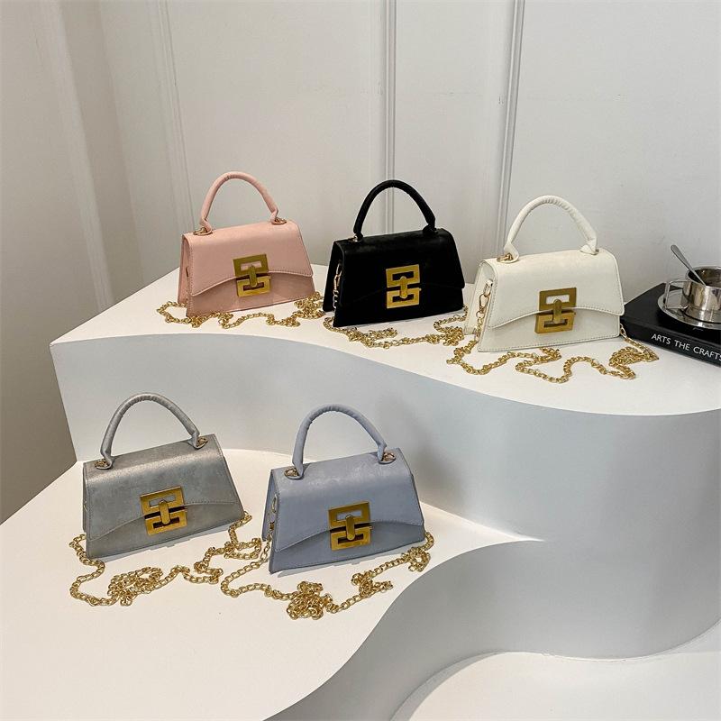 New trend retro women's casual fashion chain lock texture crossbody shoulder small square bag