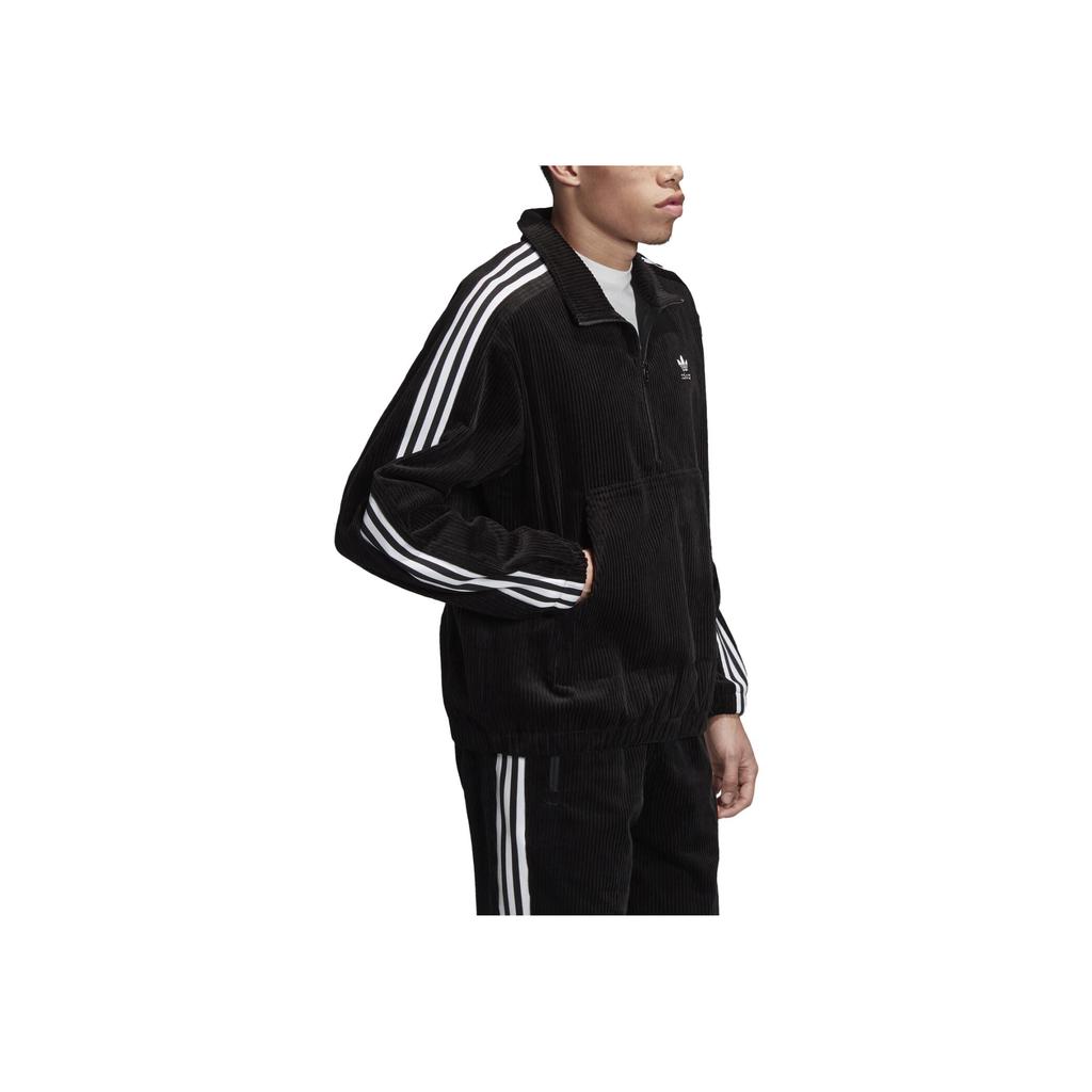 Adidas Originals Trefoil Corduroy Half-Zip Jacket Men Jackets Black ED6129