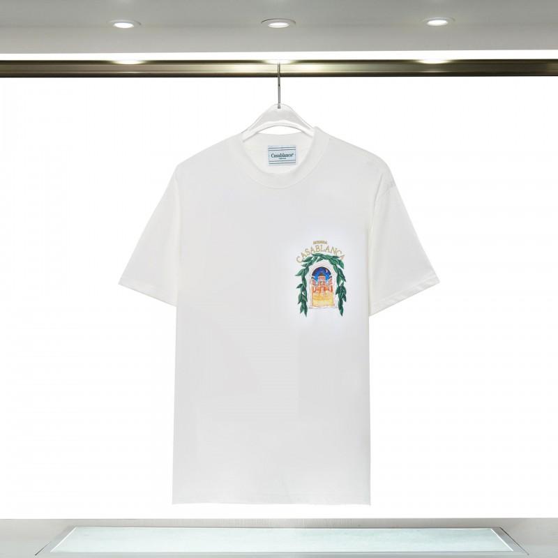 280g Double Yarn Cotton T-Shirt Couples Casablanca Castle Print Short Sleeve Round Neck Loose Fit