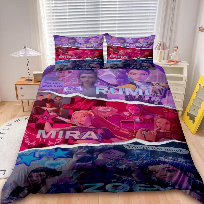 

Saja Boys 3pcs Duvet Cover Set K-pop D-Demon H-Hunters Bedding Set Comforter Cover Teens Kids Gifts Bedroom Decor AU Double 180x210cm