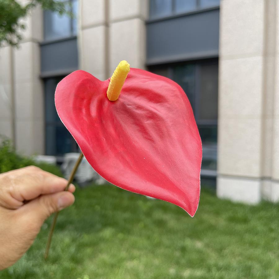 10ks Mini Anthurium Umělé Květiny Falešné Stonky Alokasie pro Svatbu Domácí Květinové Uspořádání Dekorace