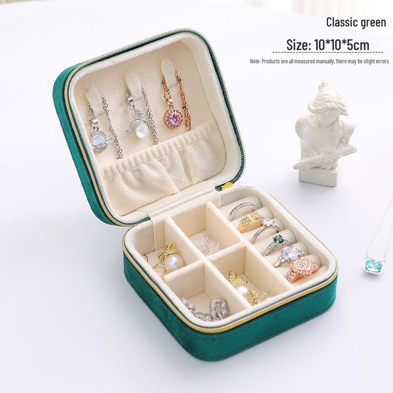 Vintage Samt Oval Schmuckaufbewahrungsbox mit Reißverschluss - Mini Tragbare High-End Verpackung