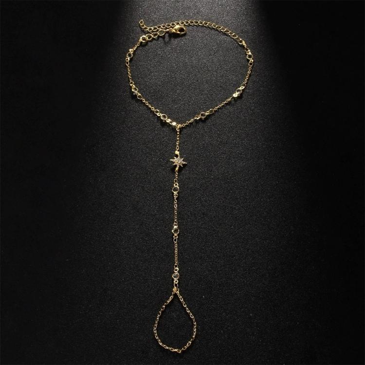 Stylish Star Shaped Finger Bracelet for Women Portable Chain Hand Jewelry With Crystals Accent Versatile Styling