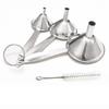 High Temperature Resistance Stainless Steel Funnel with Cleaning Brush Multi-function Long-handled Funnel