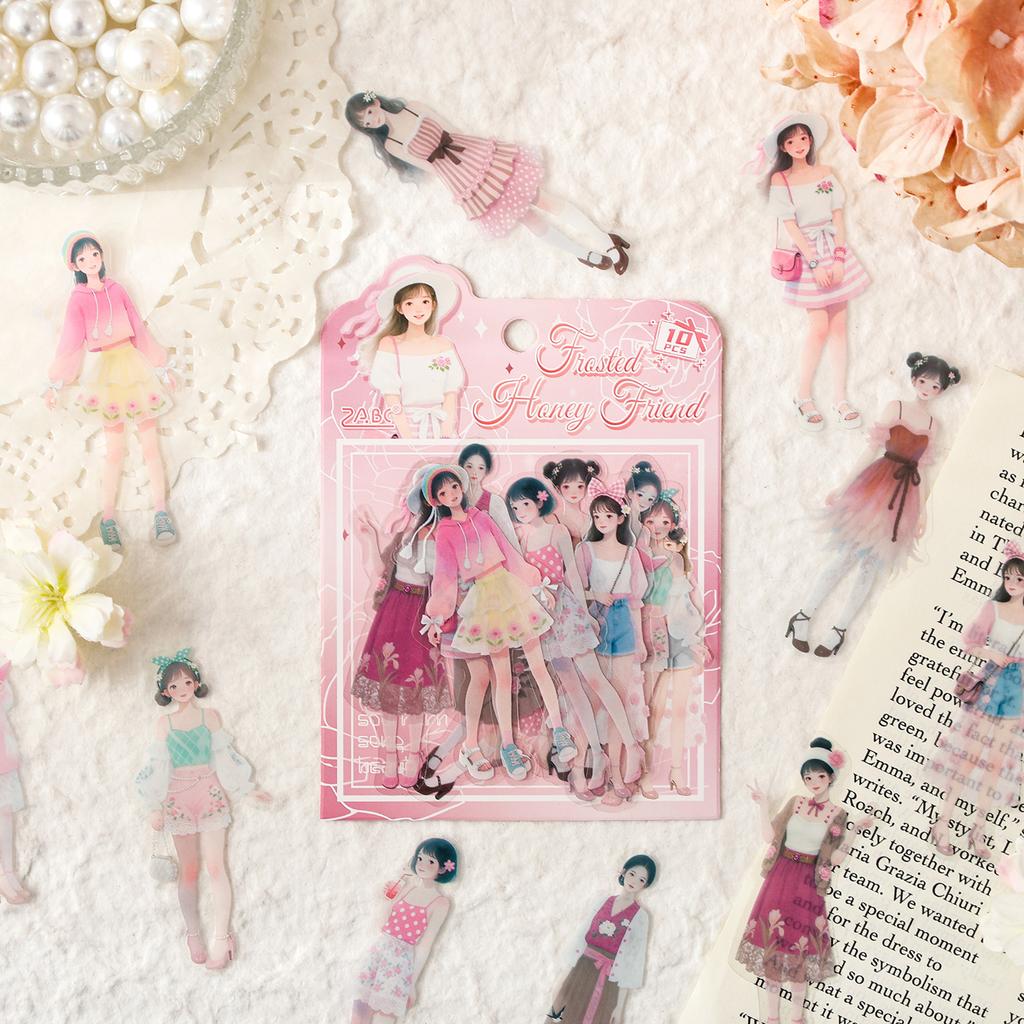 10pcs Peninsula Qinghuan Series Kawaii Girls DIY Decoration PET Stickers Creative Handbook Scrapbooking Journal Supplies