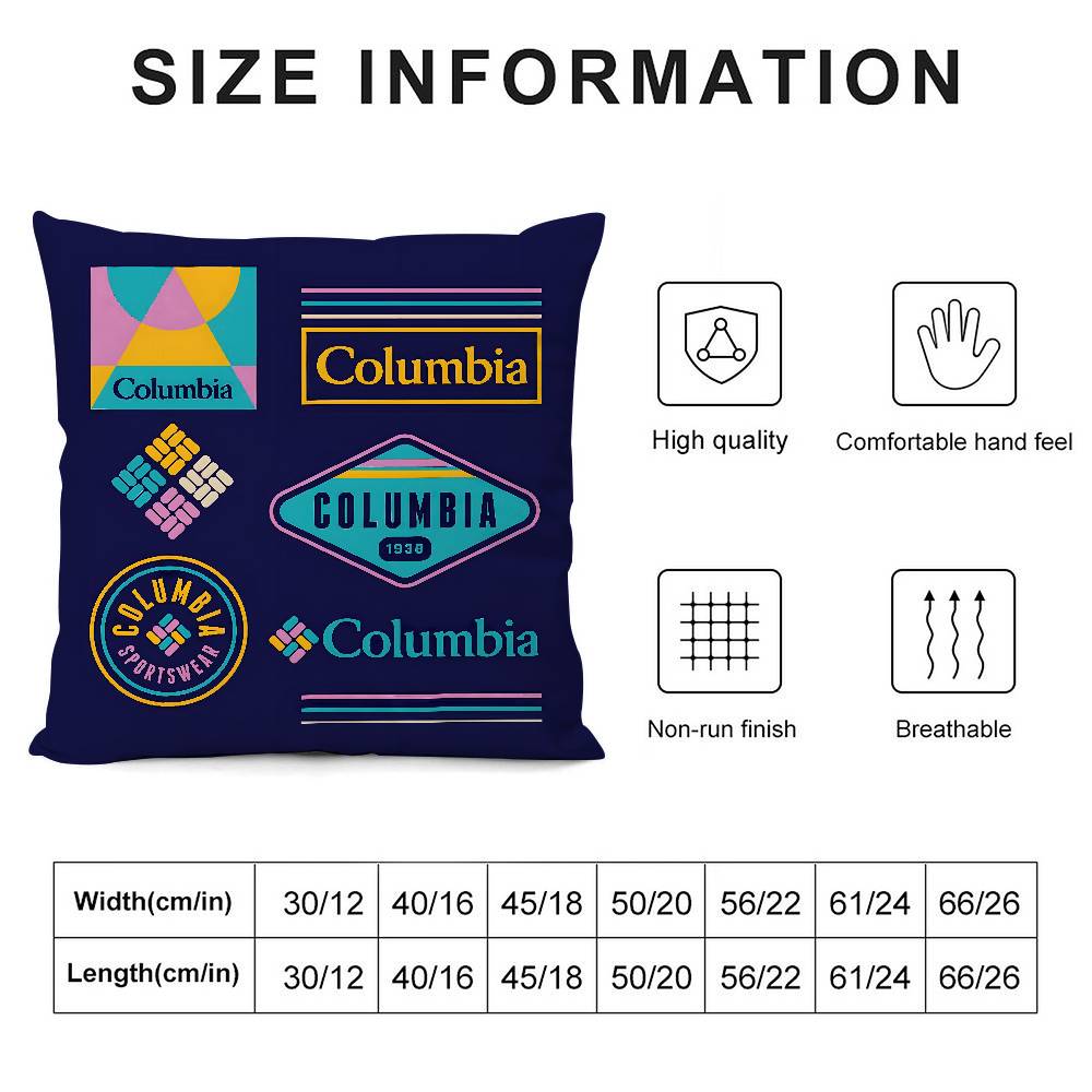 Pillow Case Sofa Living Room Bedroom Double-sided Printing Classic C-Columbia Square Cushion Nap Time Pillow Case