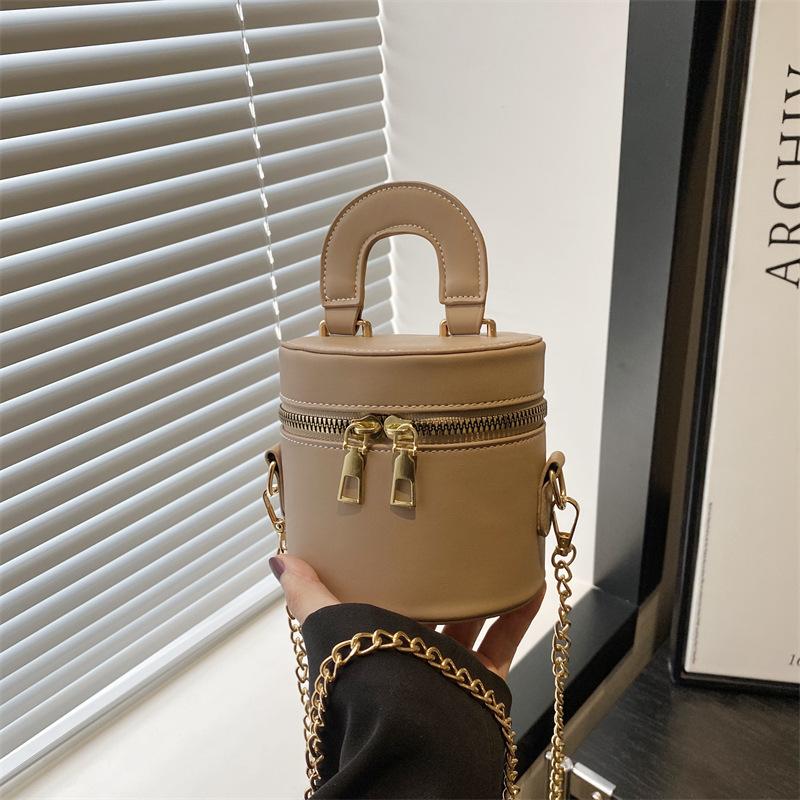 

Korean fashion personalized bucket bag women s bag 2025 new double zipper design messenger bag foreign style handbag tide