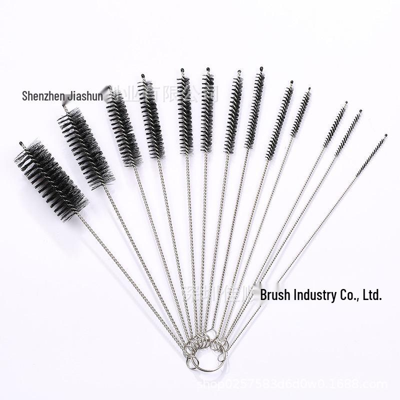 13-Piece Stainless Steel and Nylon Bristle Multi-Function Cleaning Brush Set for Straws, Cups, Lids, and Crevices