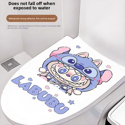 Labub Toilettenaufkleber Toilette Toilette Toilette Toilette Dekorfolie Niedlicher Badezimmer Wasserdichter Aufkleber