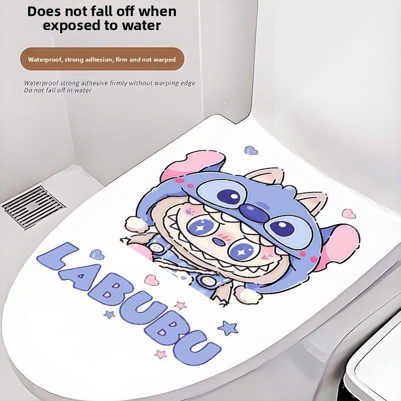Labub Toilet Sticker Toilet Toilet Toilet Toilet Decorative Film Cute Bathroom Waterproof Sticker