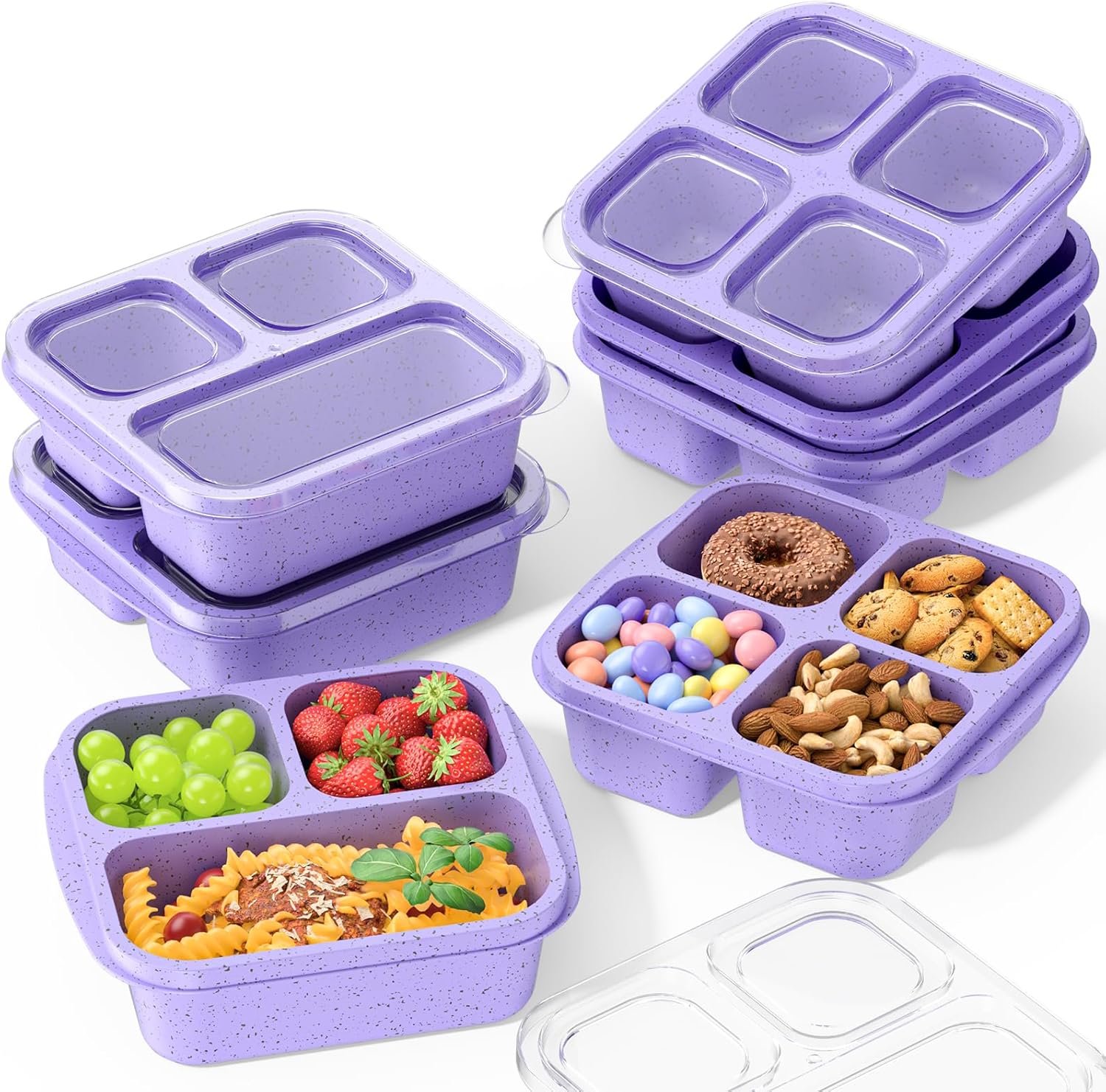 7 Pack Reusable Stackable Bento Lunch Box Set for Kids and Adults Sturdy and Easy-to-Clean Meal Prep Containers Snack Boxes 6090₽