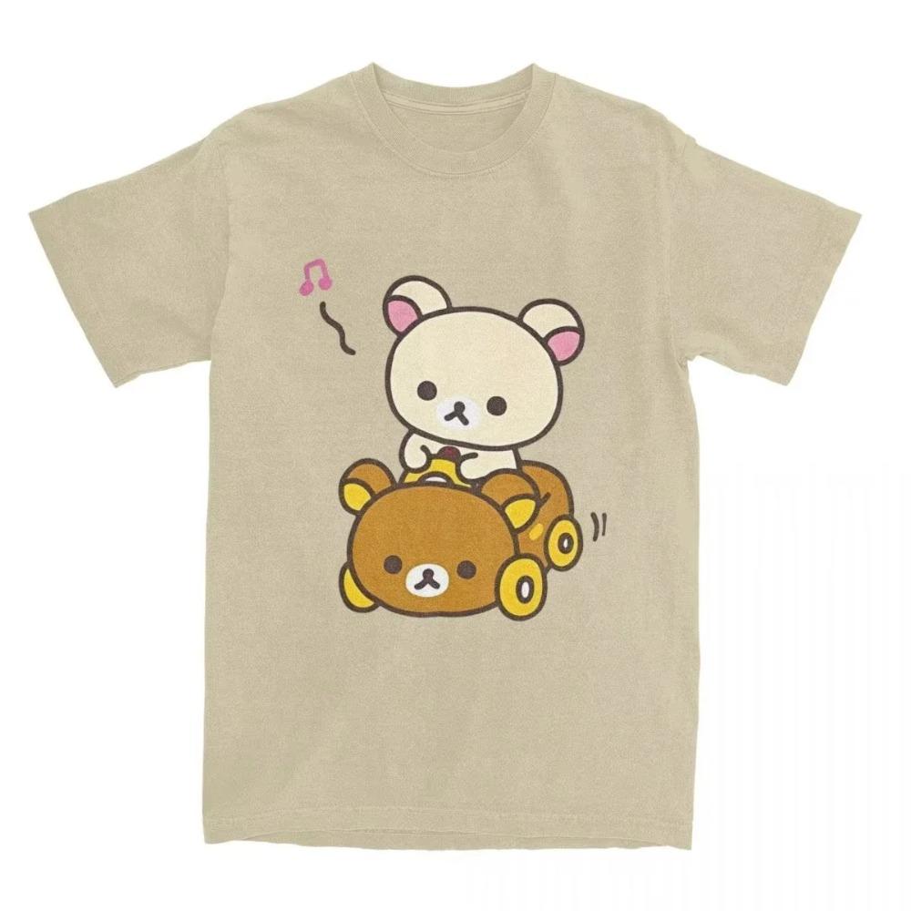 Car Drive Rilakkuma T-Shirt for Men Women Hipster Cotton Tee Shirt O Neck Short Sleeve T Shirt Plus Size Clothing