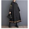 Loose Plus Size Splicing Casual Simple Embroidery Sweet Long Sleeve Dresses