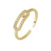 Luxury Open Zircon Ring For Women Fashionable Gold Tone Adjustable Band Elegant Jewelry Gift