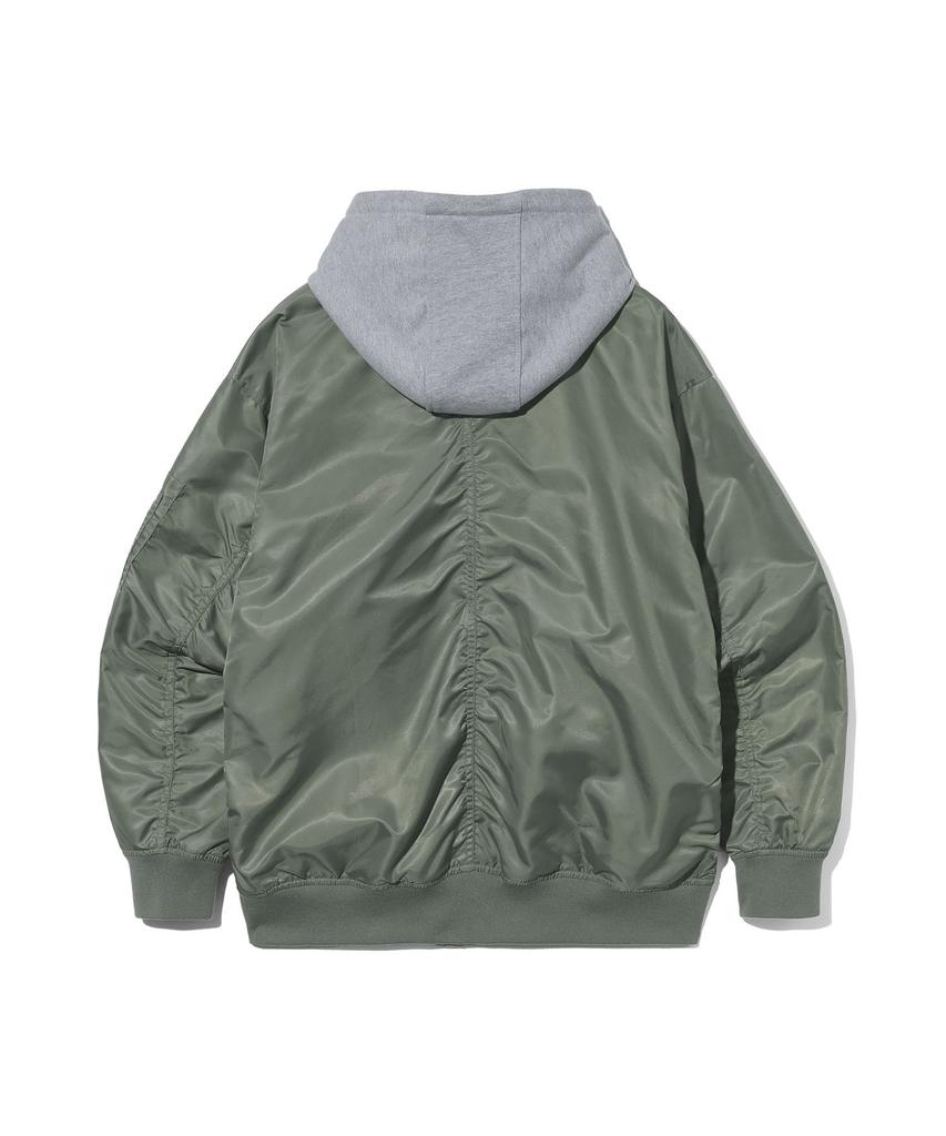 Ucla Unisex Detachable Hoodie Nylon Ma1 Jumper [Khaki] (Uc2Uj20)