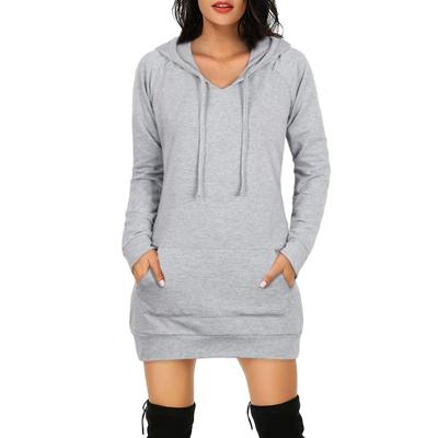 Hoodie Medium Length Women's Loose Pullover Long Sleeved Loose Solid Color Hooded Warm Base Shirt Casual Warm Autumn