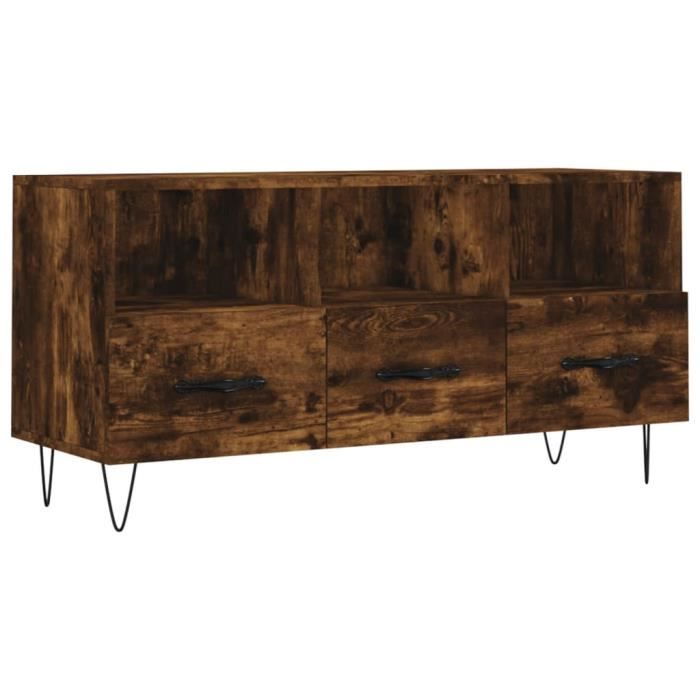 VidaXL Meuble TV chêne fumé 102x36x50 cm bois d'ingénierie 829033
