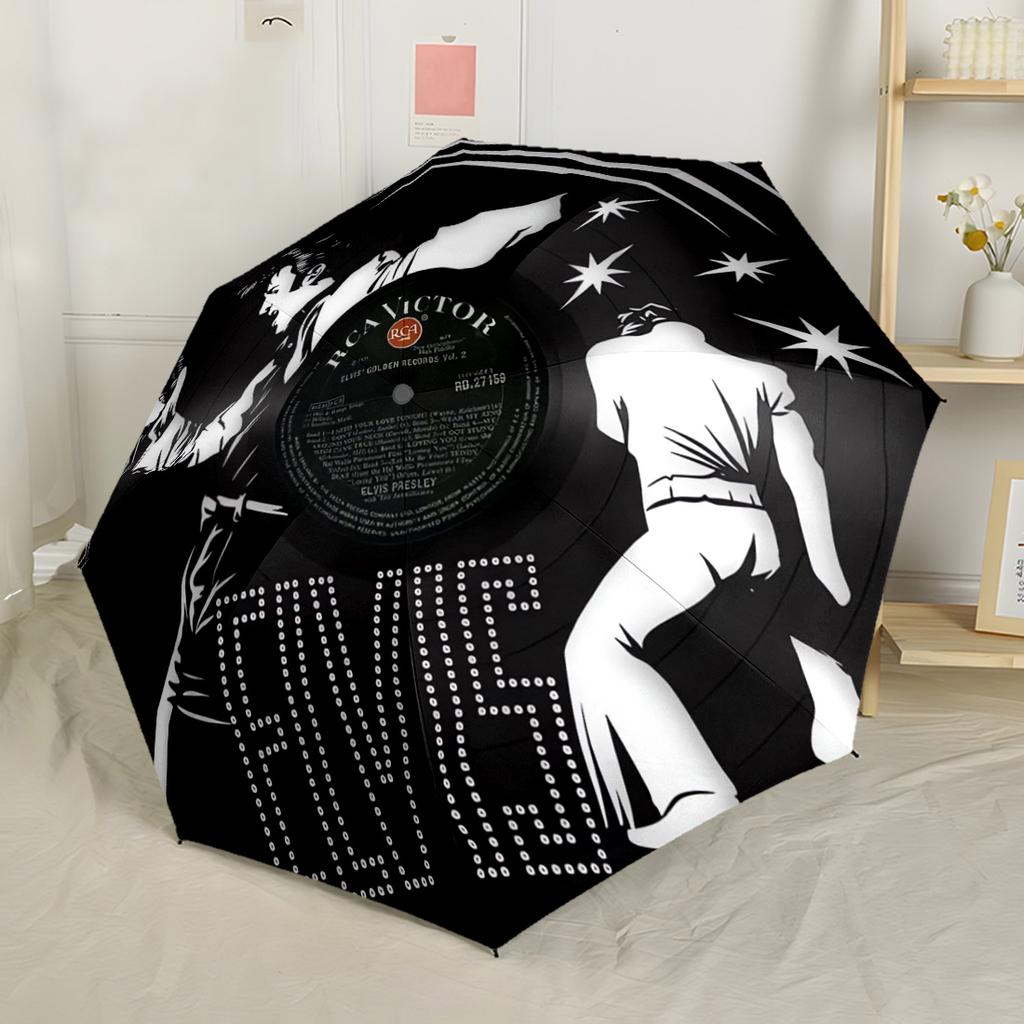 Ombrello Portatile Automatico Elvis Presley's Comeback Special Compatto Resistente Design a 8 Stecche Plastica Resistente Ferro Ombrello per Tutte le Stagioni per Viaggio