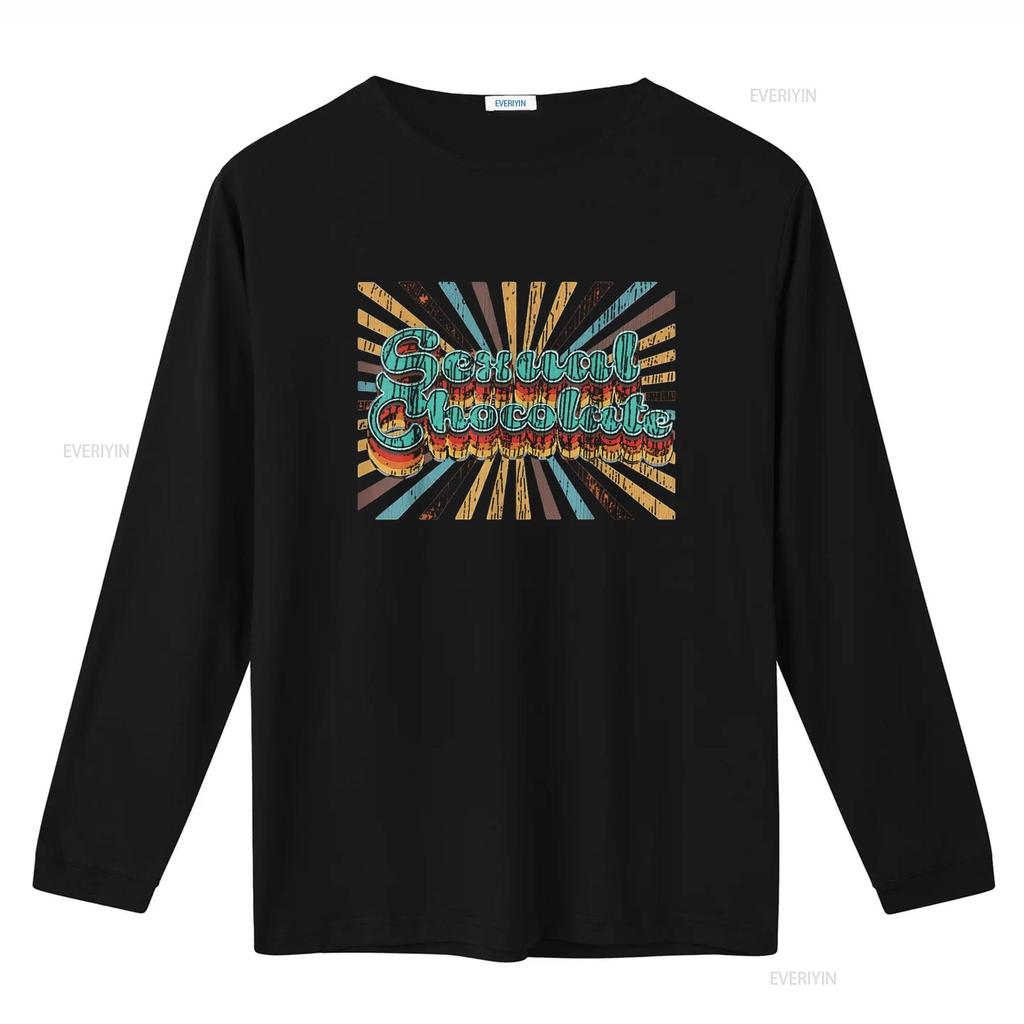 Mens Retro 1970 s 80 Sexual Chocolate Vintage Logo Design T Shirt Black L vintage Washed graphic Versatile homme Soft Slightly