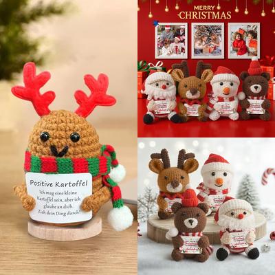 Christmas Positive Energy Dolls Handmade Christmas Desktop Ornaments Finished Knitting Ornament Navidad New Year 2025 Gifts