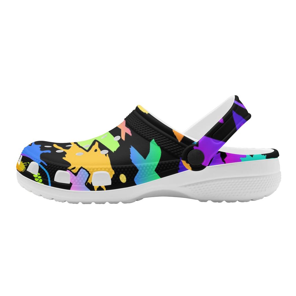 White EVA Clogs with Cute Cat Print, Lightweight Slip On Garden Shoes, Breathable Beach Sandals, Indoor Outdoor Slippers for Men Women