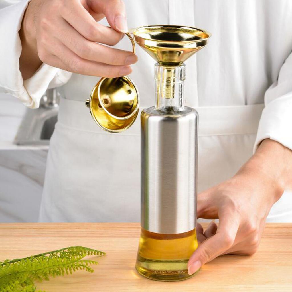 3Pieces Small Mouth Funnels Bar Wine Funnels Stainless Steel Material for Filling Hip Narrow-Mouth Bottles