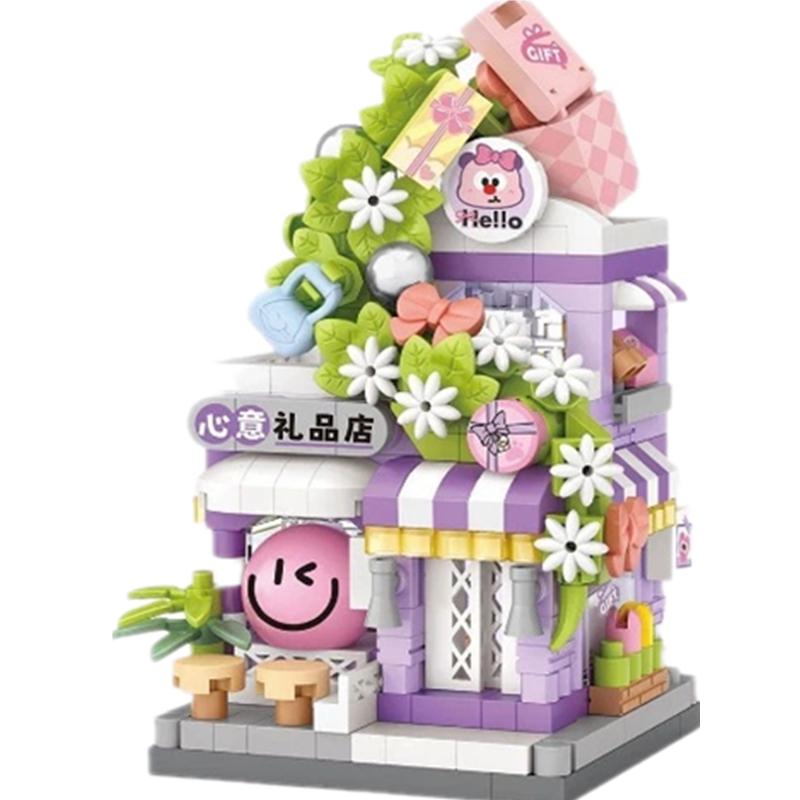 NEU Geschenk Snack Schreibwarenladen Kleiner Laden Laden Straßenansicht Lebensmittel Haus Bausteine Set Mädchen Bausteine Modell Kinderspielzeug Kinder